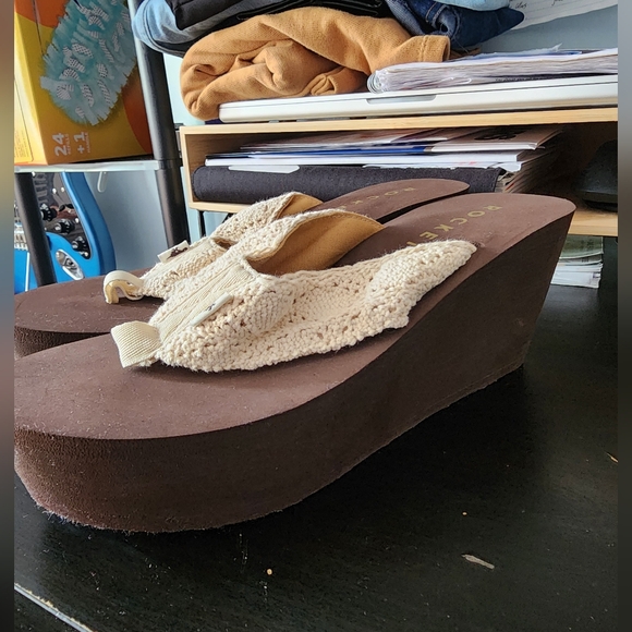 Rocket Dog Cream and Brown Platform Sandals - Picture 1 of 5